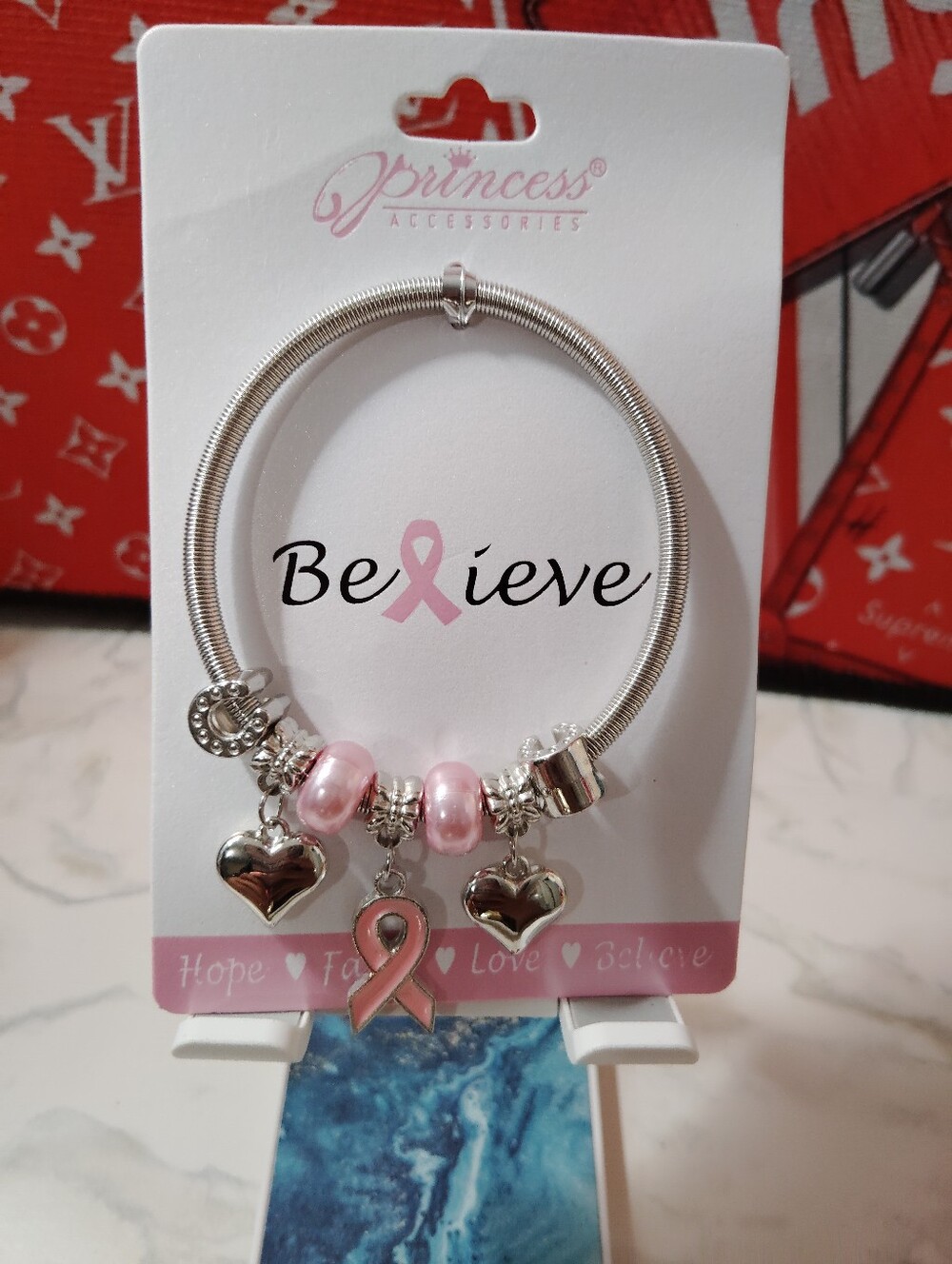 Pink Ribbon Charm Bracelet - BeLieve Collection